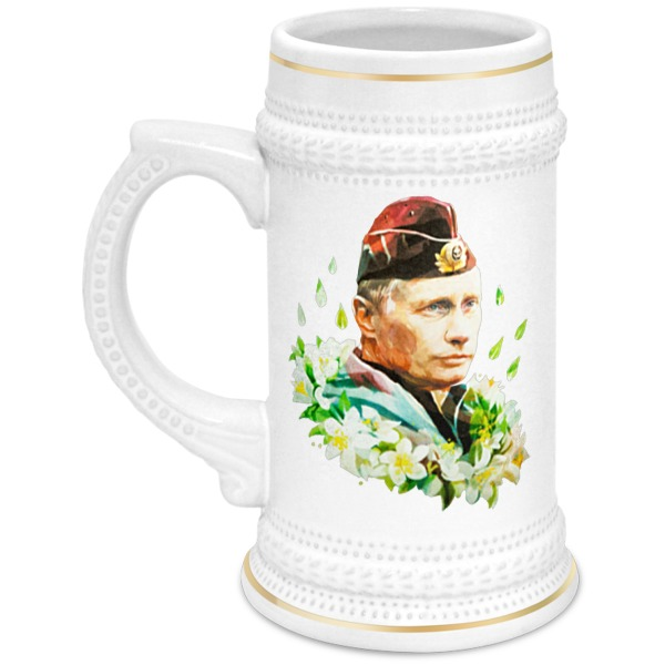 цена Printio Кружка пивная Путин – моряк в цветах