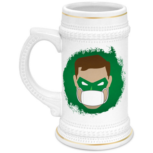 Заказать кружку в Москве. Кружка пивная Зеленый фонарь (Коллекция: Герои носят маски) от GeekFox  - готовые дизайны и нанесение принтов.