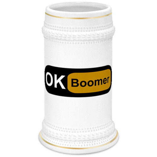 Заказать кружку в Москве. Кружка пивная Ok Boomer от DESIGNER   - готовые дизайны и нанесение принтов.