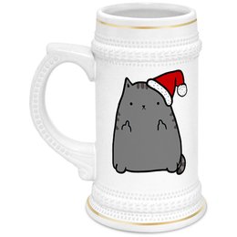 Заказать кружку в Москве. Кружка пивная New Year Cat от skynatural - готовые дизайны и нанесение принтов.