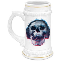 Заказать кружку в Москве. Кружка пивная Skull loves music от Дана Столыпина - готовые дизайны и нанесение принтов.