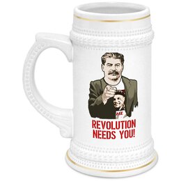 Заказать кружку в Москве. Кружка пивная Сталин от Рустам Юсупов - готовые дизайны и нанесение принтов.