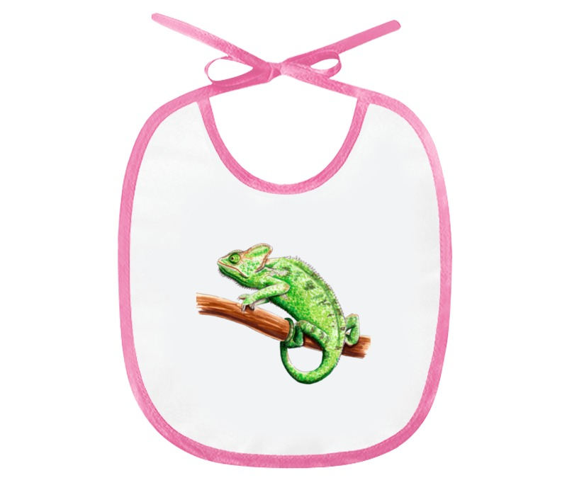 Printio Слюнявчик Зеленый хамелеон на ветке слюнявчик с карманом мир детства еноты от 3 месяцев цвет розовый