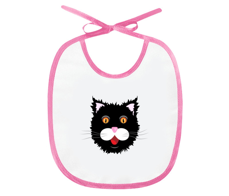 Printio Слюнявчик Мохнатый черный кот слюнявчик с карманом мир детства еноты от 3 месяцев цвет розовый