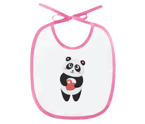 Заказать слюнявчик в Москве. Слюнявчик Панда с сердечком от Ordwen - готовые дизайны и нанесение принтов.