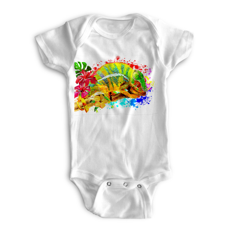 Printio Детские боди Хамелеон с цветами в пятнах краски. printio рубашка поло хамелеон с цветами в пятнах краски