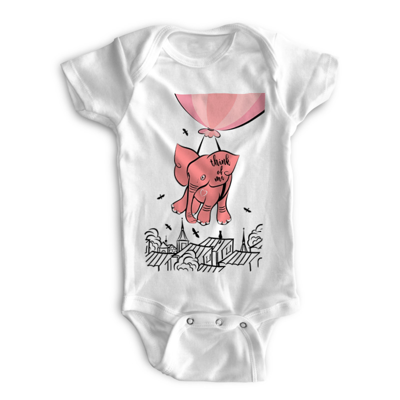 детские кроватки bytwinz camellia путешествие на воздушном шаре Printio Детские боди Розовый слоник