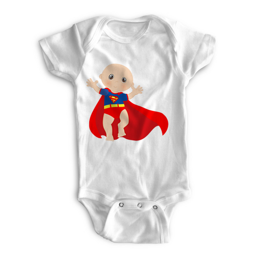 Заказать ползунки и боди в Москве. Детские боди Super Baby Boy от T-shirt print  - готовые дизайны и нанесение принтов.