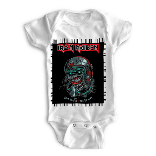 Заказать ползунки и боди в Москве. Детские боди Iron Maiden от Leichenwagen - готовые дизайны и нанесение принтов.