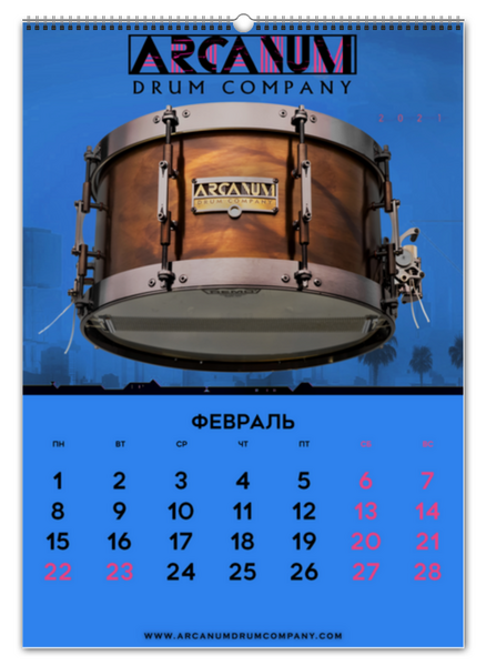 Заказать календарь в Москве. Перекидной Календарь А2 Календарь А2 ARCANUM Drum Company 2021 от Alexey Maenkov - готовые дизайны и нанесение принтов.