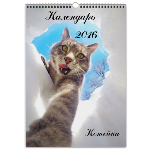 Заказать календарь в Москве. Перекидной Календарь А3 Котейки от Татьяна - готовые дизайны и нанесение принтов.