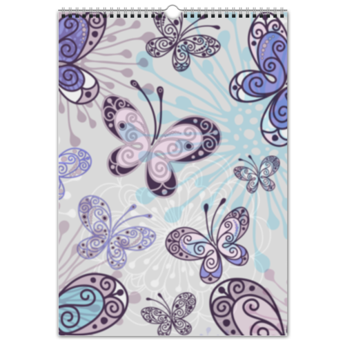 Заказать календарь в Москве. Перекидной Календарь А3 Фиолетовые бабочки от weeert - готовые дизайны и нанесение принтов.