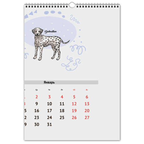 Заказать календарь в Москве. Перекидной Календарь А3 Календарь 2019. Собаки - наши лучшие друзья  от Наталья  - готовые дизайны и нанесение принтов.