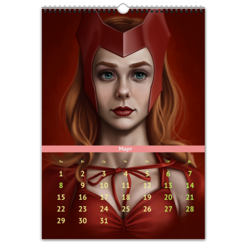 Заказать календарь в Москве. Перекидной Календарь А3 Алая Ведьма / Scarlet Witch от Jimmy Flash - готовые дизайны и нанесение принтов.