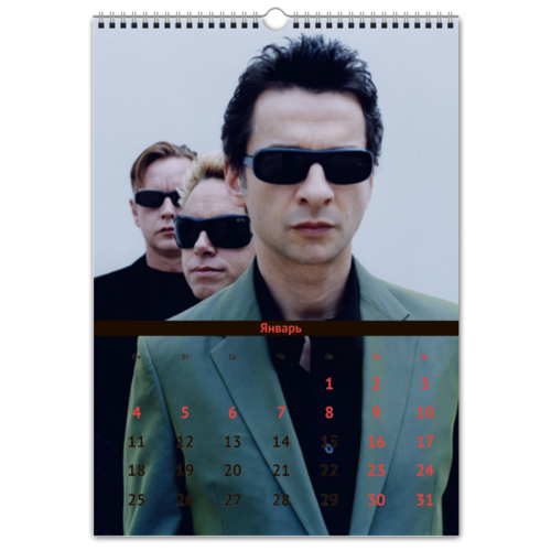 Заказать календарь в Москве. Перекидной Календарь А3 Depeche Mode от zayca - готовые дизайны и нанесение принтов.