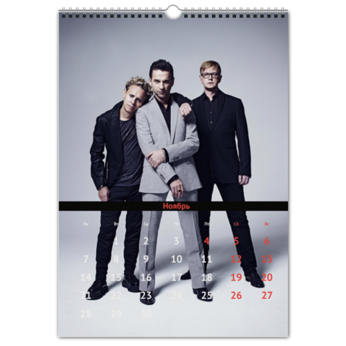 Заказать календарь в Москве. Перекидной Календарь А3 Depeche Mode от zayca - готовые дизайны и нанесение принтов.