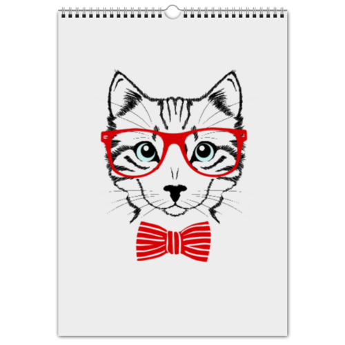 Заказать календарь в Москве. Перекидной Календарь А3 Кошка от YellowCloverShop - готовые дизайны и нанесение принтов.