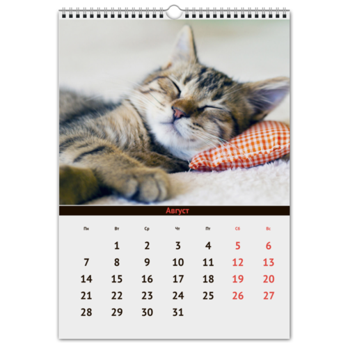 Заказать календарь в Москве. Перекидной Календарь А3 Коты по временам года от Наташа Фрей - готовые дизайны и нанесение принтов.