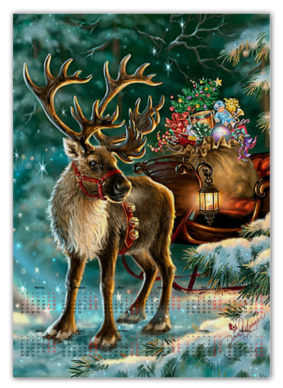 printio календарь а2 рождественский олень Printio Календарь А2 Рождественский олень