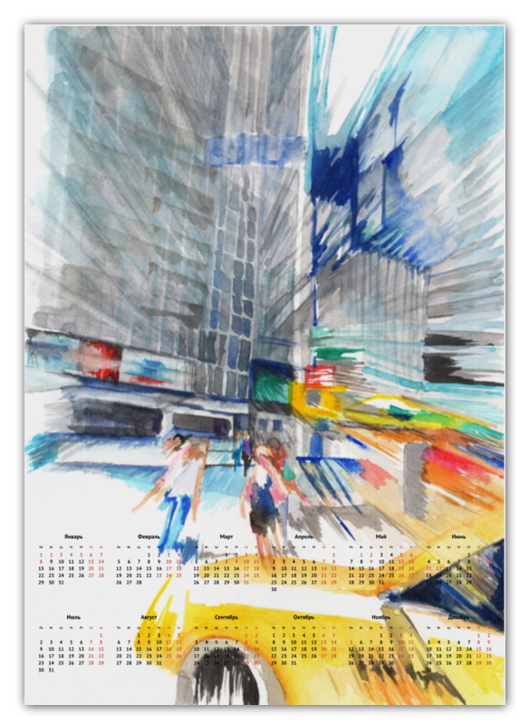 Printio Календарь А2 Улица нью йорка модульная картина нью йорк нью йорк 40x40