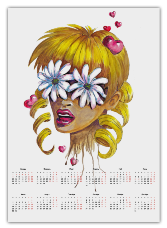 Printio Календарь А2 Без ума от цветов