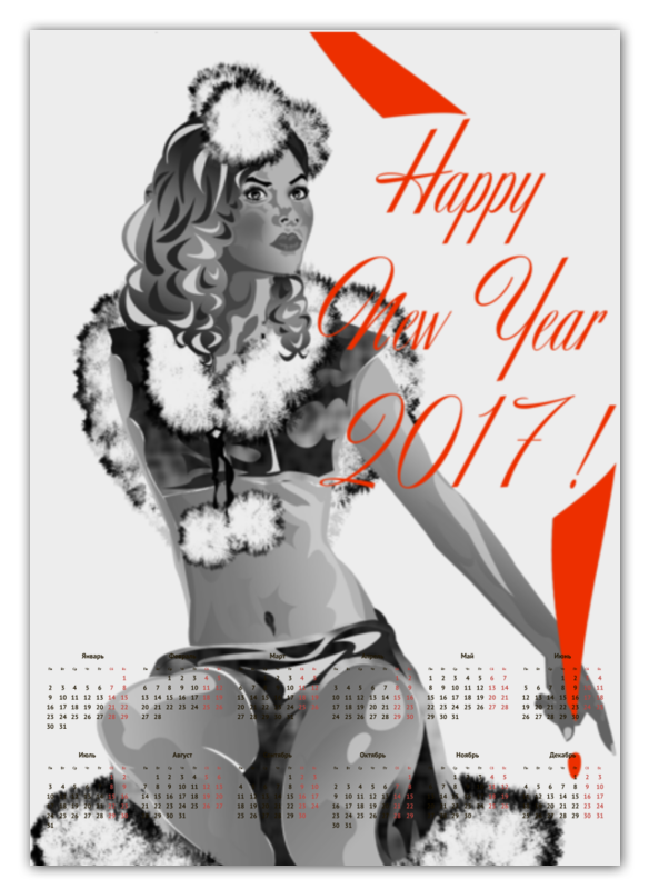 Printio Календарь А2 Новый год printio календарь а2 девушка с цветами