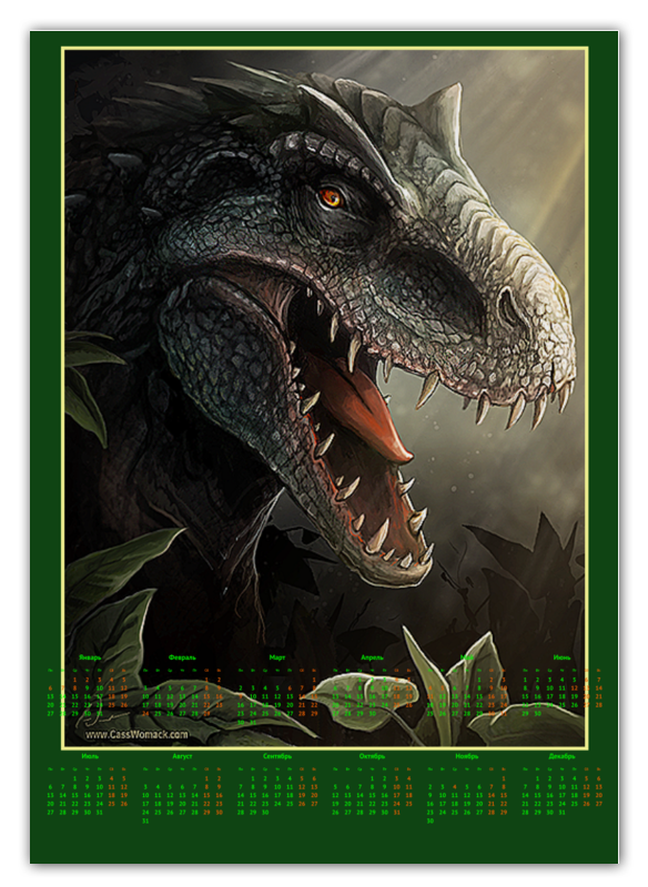Printio Календарь А2 Динозавры фэнтези. raptor printio рюкзак 3d динозавры фэнтези raptor