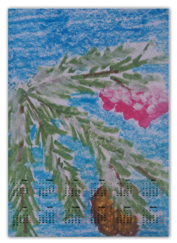 Printio Календарь А2 Веточка ели композиция в джуте maxijoy еловая с ягодами и шишками 25см