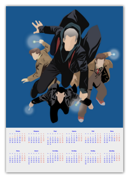 Заказать календарь в Москве. Календарь А2 Доктор Кто от GeekFox  - готовые дизайны и нанесение принтов.