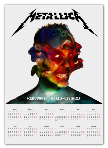 Заказать календарь в Москве. Календарь А2 Metallica от Vladec11 - готовые дизайны и нанесение принтов.