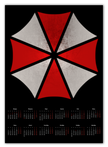 Заказать календарь в Москве. Календарь А2 Umbrella от GeekFox  - готовые дизайны и нанесение принтов.