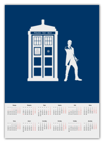Заказать календарь в Москве. Календарь А2 Доктор Кто от GeekFox  - готовые дизайны и нанесение принтов.