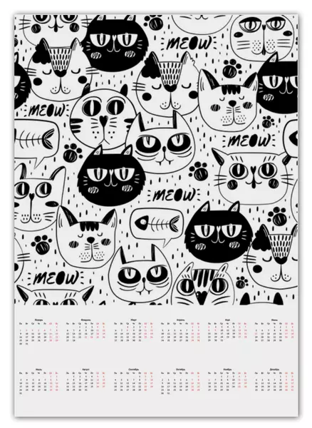 Заказать календарь в Москве. Календарь А2 КОТИКИ от cooldesign  - готовые дизайны и нанесение принтов.