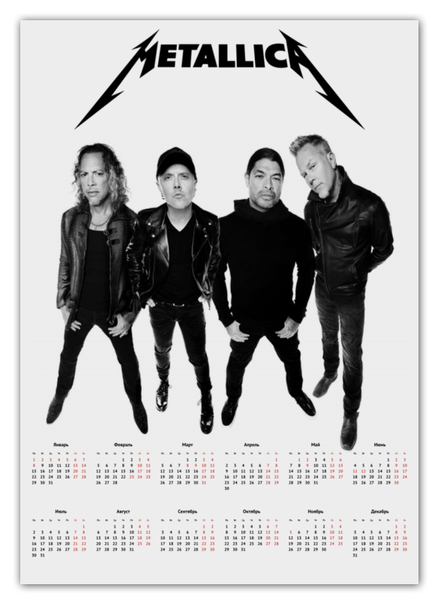 Заказать календарь в Москве. Календарь А2 Metallica от Vladec11 - готовые дизайны и нанесение принтов.