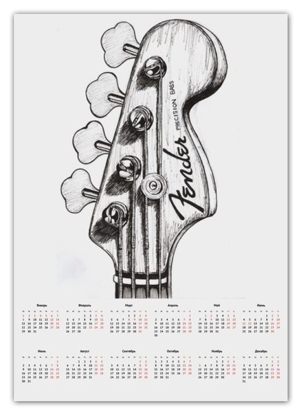 Заказать календарь в Москве. Календарь А2 Bass Guitar от Vladec11 - готовые дизайны и нанесение принтов.