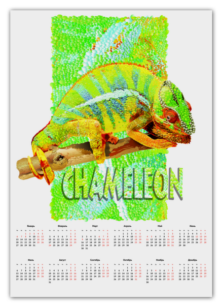 Заказать календарь в Москве. Календарь А2 Хамелеон.  от Zorgo-Art  - готовые дизайны и нанесение принтов.