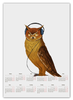 Заказать календарь в Москве. Календарь А2 Сова в наушниках от YellowCloverShop - готовые дизайны и нанесение принтов.