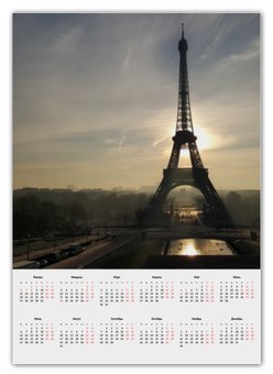 Заказать календарь в Москве. Календарь А2 Эйфелева башня на закате от Romario  - готовые дизайны и нанесение принтов.