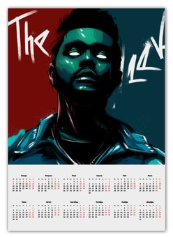 Заказать календарь в Москве. Календарь А2 The Weeknd neon от Sam Nolak - готовые дизайны и нанесение принтов.