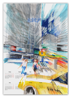 Заказать календарь в Москве. Календарь А2 Улица Нью Йорка от artoutloop - готовые дизайны и нанесение принтов.