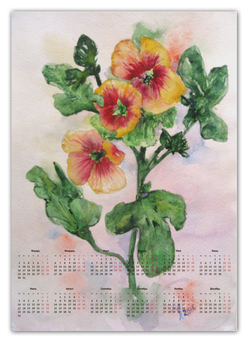 Заказать календарь в Москве. Календарь А2 Солнечная мальва от Anna Lomachenko - готовые дизайны и нанесение принтов.
