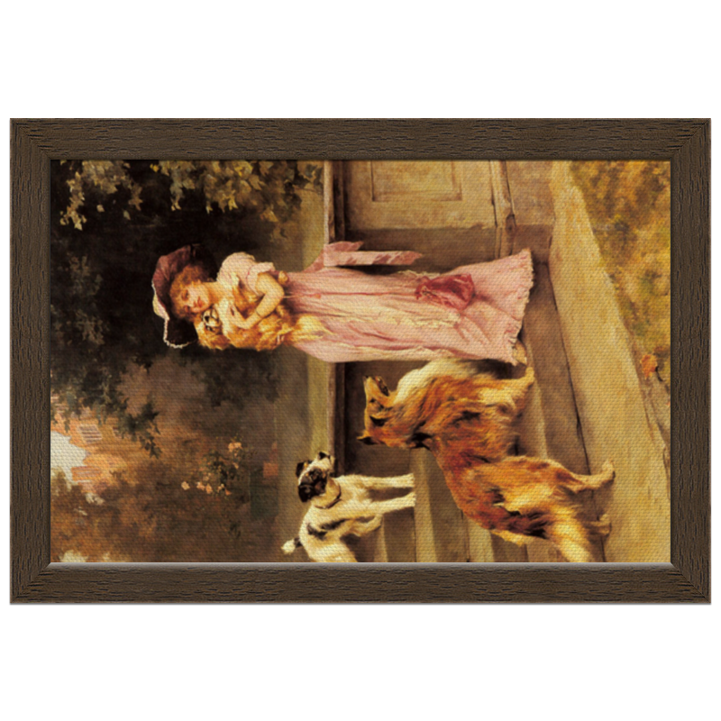 цена Printio Холст 20×30 Девушка с собаками