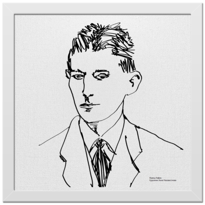 Printio Холст 30×30 Портрет писателя ф.кафки | автор а.неизвестнова классический мужской портрет по фото в раме
