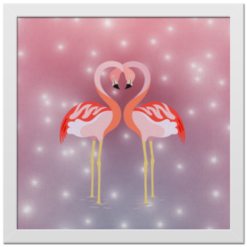 Printio Холст 30×30 Влюбленные фламинго
