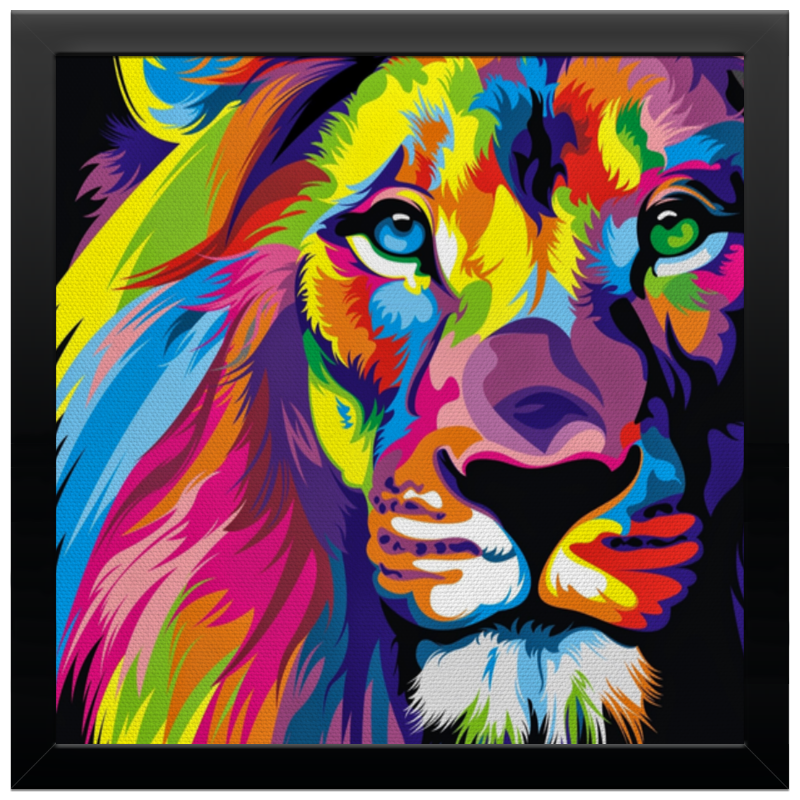 Printio Холст 30×30 Разноцветный лев