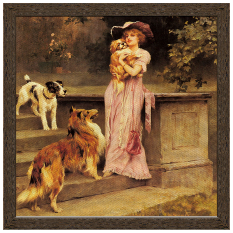 цена Printio Холст 30×30 Девушка с собаками