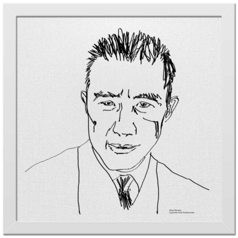 Printio Холст 30×30 Портрет писателя ю.мисима | автор а.неизвестнова классический мужской портрет по фото в раме