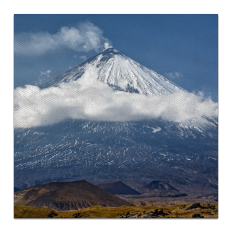 цена Printio Холст 30×30 Камчатка, осенний пейзаж, извержение вулкана