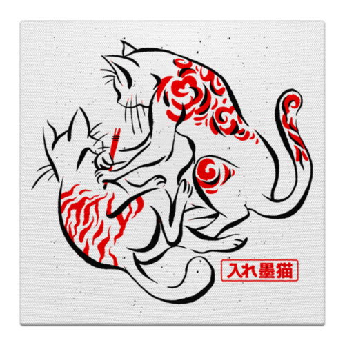 Заказать холст в Москве. Холст 30x30 Японский самурайский Кот тату от Павел Павел - готовые дизайны и нанесение принтов.