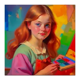 Заказать холст в Москве. Холст 30x30 Юная художница от Pollys Artist - готовые дизайны и нанесение принтов.
